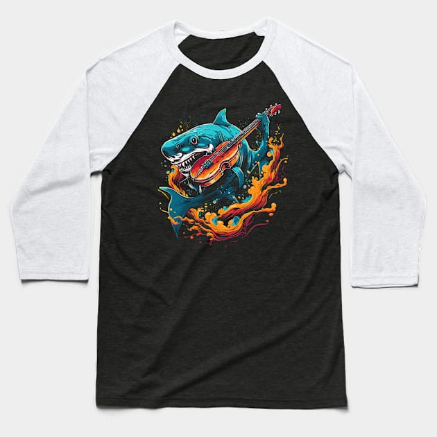 Shark Playing Violin Baseball T-Shirt by JH Mart